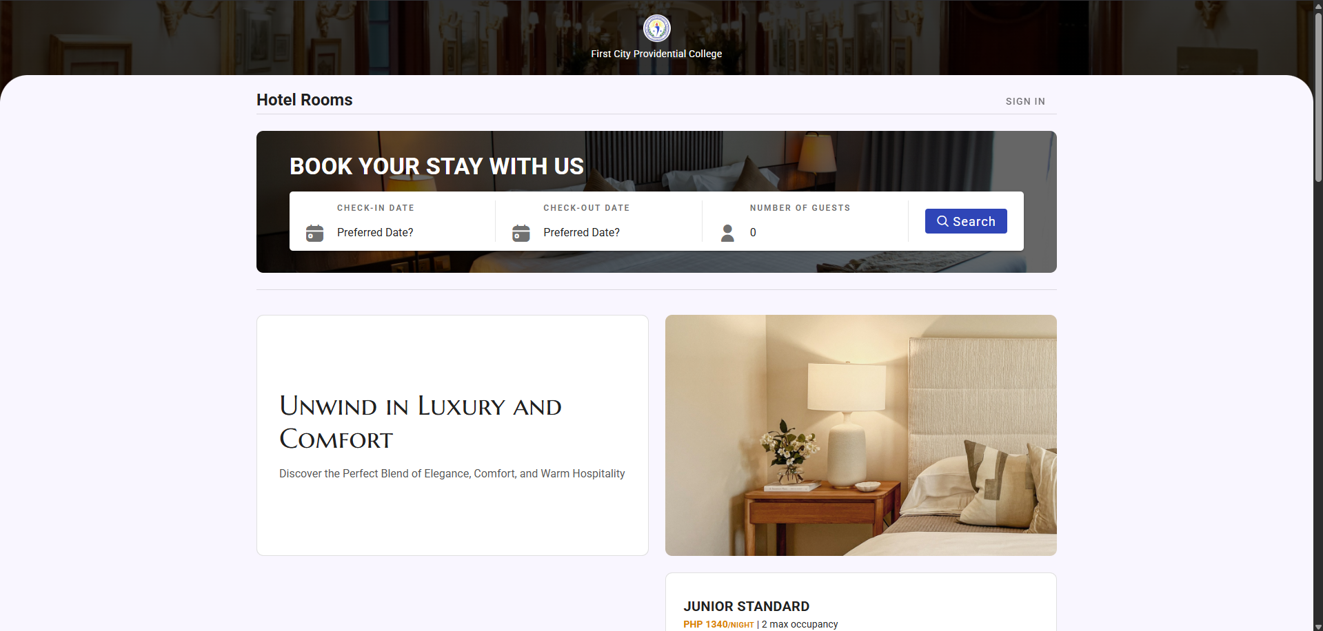 An image of the Hotel Reservation Booking Management System project.